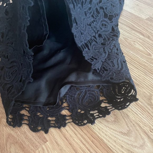 Willi Smith Women Skirt Crochet Net Black Straight Knee Length Skirt Size 2 - Picture 8 of 11